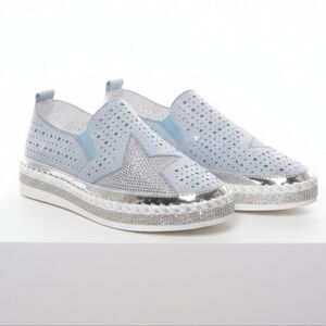NEW Little Empresses Star Sparkle Platform Sneakers Blue Silver Bling Size 41
